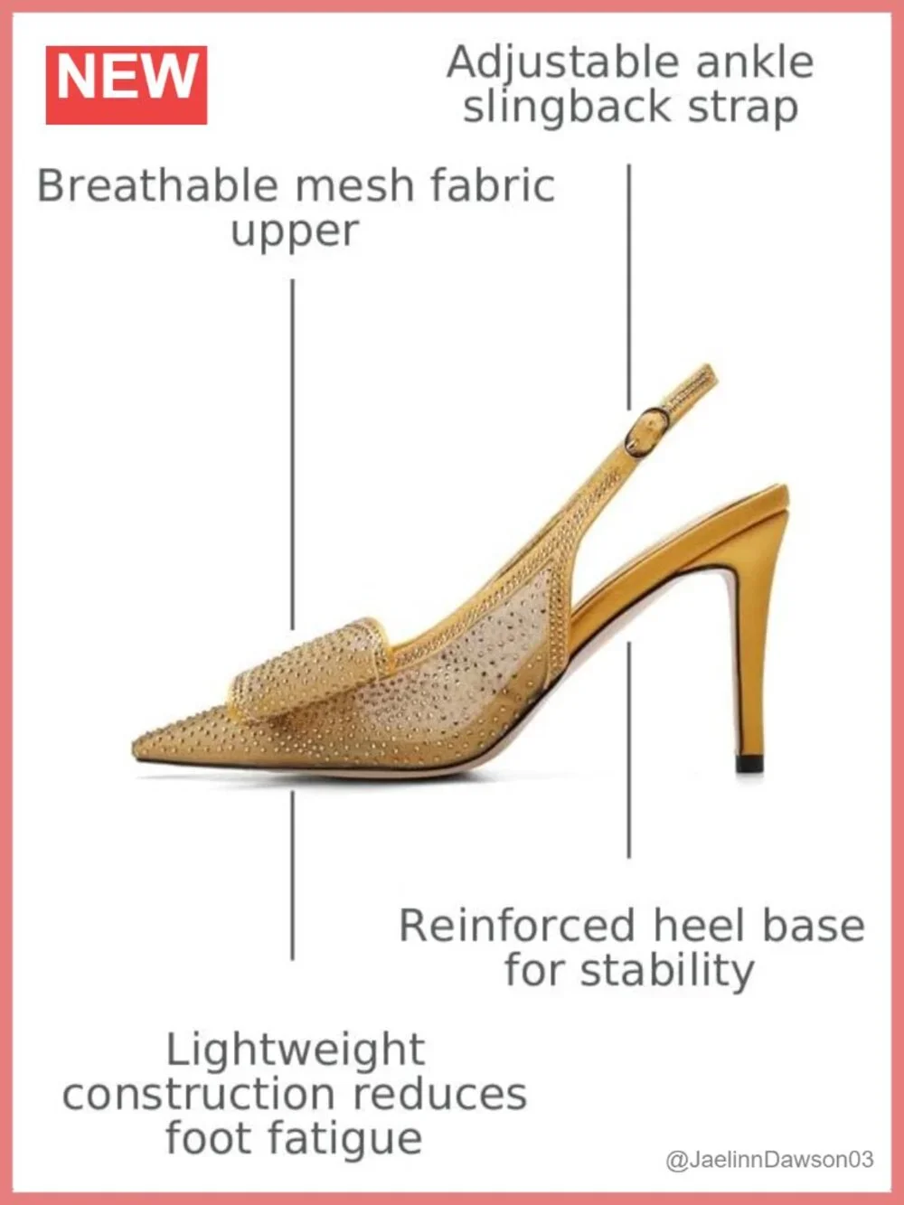 Women's Rhinestone Mesh Slingback Pumps Bow Pointed Toe Stiletto Heels